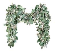BlueCloudy Guirlanda de Eucalipto 2m con Hiedra y Frutos - Plantas Artificiales para Bodas Chimenea y Decoración de Hogar