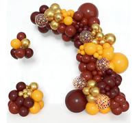 BlueCloudy Kit arco guirnalda globos mágica, diferentes tamaños 45 30 25 12 cm, globos burdeos amarillo oro confeti, para decoraciones cumpleaños Halloween suministros