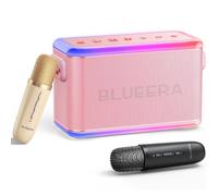 Blueera Máquina de karaoke para adultos y niños, altavoz Bluetooth portátil con 2 micrófonos inalámbricos, altavoz de fiesta compatible con tarjeta TWS/TF/USB/AUX/Live/REC para fiestas en casa al aire