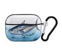 Bluefin Tuna Thunnus AirPods Pro 2 - Funda protectora rígida a prueba de golpes para mujeres y hombres, compatible con Airpod Pro de 2ª y 1ª generación con llavero, color negro