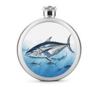 Bluefin Tuna Thunnus - Petaca de acero inoxidable a prueba de fugas, botella de vino circular portátil para camping, pesca, boda, fiesta, 5 onzas