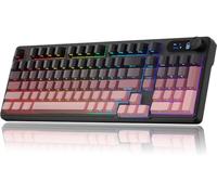 BlueFinger Wireless Gaming Keyboard, RGB Backlit, Tri-Mode Bluetooth/2.4G/USB-C, 98 Keys Quiet Keyboard with Number Pad, Volume Knob & Screen, Side Printed PBT Keycaps for PC/Mac/Laptop
