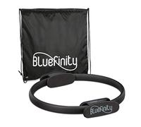 Bluefinity Aro Pilates con Ejercicios - Bluefinity Aro Pilates con Ejercicios, Agarraderas, Acolchado, Anillo Resistencia, Yoga, Fibra de Vidrio, Ø 37cm, Negro Unisex-Youth