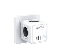BlueFire Enchufe USB, 7 en 1 Powercube Ladron Enchufes con 4 Tomas de CA, 2 Puertos USB y Type C, Cubo Enchufe Multiple Pared con Interruptor, Cargador USB Compatible con iPhone,iPad,Tabletas
