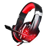 Bluefire Gaming Headset para PlayStation 4 PS4 Tablet PC iPhone 6/6S/6 Plus/5S/5 C/5 teléfonos móviles, 3,5 mm para auriculares con micrófono luz LED (rojo)