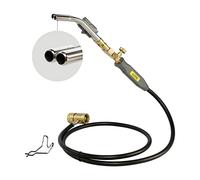 BLUEFIRE HZ-8150 - Antorcha turbo de doble cabezal con llama de remolino de 5 pies de largo, manguera de arranque MAPP MAP MAP, boquilla de soplete de soldadura de propano para soldadura fuerte tubos