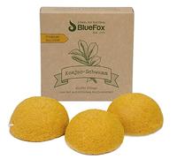 BlueFox Konjac - Juego de 3 esponjas de cúrcuma, limpieza facial para pieles impuras y mixtas, cuidado facial, maquillaje, esponja facial orgánica, exfoliante de la piel, poros puros, esponja