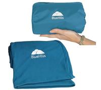 BlueHills Manta de Viaje Ultra compacta en Funda portátil, Manta de avión Grande Suave de Primera Calidad, Esencial para Vuelo, Coche, avión, Tren, Hotel, Escala, Pavo Real, Verde Azulado C004