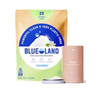 BLUELAND Oxi - Juego de iniciación en polvo para lavandería, limpiador ecológico sin plástico, removedor de manchas a base de plantas, cielo claro perfumado, 17.5 onzas, 25 carbohidratos