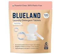 BLUELAND Pastillas de detergente para ropa, 120 unidades, cápsulas ecológicas sin plástico sin perfume, hojas, alternativa líquida, natural, suave, no tóxico