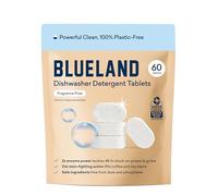 BLUELAND Pastillas detergentes para lavavajillas 100% libres de plástico, 60 unidades, cápsulas ecológicas sin perfume, naturales, sostenibles