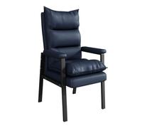 BlueLeatherModernSillón SoftComfyBackrestNoWheelsBig&TallExecutiveOfficeChair Ideal para GamingRoom & ReceptionSeating