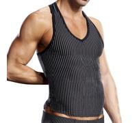 Blueline hombres de microfibra de Scoop V-cuello del tanque, Blanco, Grande/Extra Grande