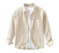 Bluelucon Camisa de manga larga para hombre, estilo patchwork, camisa de manga larga, abrigo para el tiempo libre, con bolsillos, dobladillo redondeado, camisas, diseño holgado, cinturón para quemar