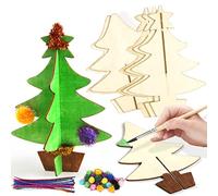 Bluelves 10 piezas DIY árbol de Navidad de madera mesa decoración,árbol de Navidad 3D de madera,árbol de árbol de Navidad ornamento de la casa Chimenea,Ocio creativo Decoraciones de Navidad para niños
