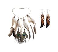Bluelves 2PCS Conjunto Diadema India Plumas, Feather Headpiece India, Pendientes Boho, Accesorios Disfraz de India para Mujer, Bohemio Tribal Regalo de Joyería