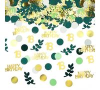 Bluelves Confeti Cumpleaños 18, Confeti Verde Oro 25g, Confeti Happy Birthday de Mesa para Cumpleaños Bodas Aniversario Fiesta Decoraciones