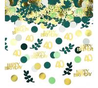 Bluelves Confeti Cumpleaños 40, Verde y Oro 25g, Happy Birthday de Mesa para Bodas, Aniversario y Fiesta Decoraciones