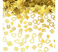 Bluelves Confeti Cumpleaños 50 Oro, Número 50, Amor 30g, para Hombre Mujer Bodas Aniversario Fiesta Decoraciones