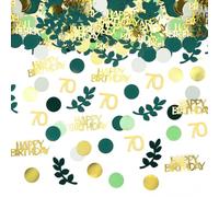 Bluelves Confeti Cumpleaños 70, Verde y Oro 25g, Happy Birthday de Mesa para Bodas, Aniversario y Fiesta Decoraciones
