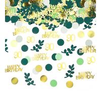 Bluelves Confeti Cumpleaños 90 Verde y Oro 25g - Happy Birthday de Mesa para Bodas, Aniversario y Fiesta Decoraciones