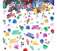 Bluelves Confeti Cumpleaños, Confeti de Colores 30g, Confeti Happy Birthday, Lentejuelas Confeti para Decoración Bodas Cumpleaños Aniversario Fiesta, Decoración De Mesa