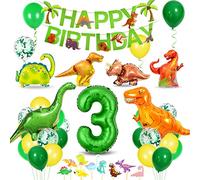 Bluelves Decoración de Cumpleaños para Niños Dino - Globo Verde 3 - Para Niño de 3 Años