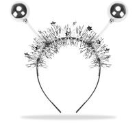 Bluelves Diadema Alien Plateada Purpurina, Bolas de Discoteca con 2 Bolas Redondas Oscilantes, Diadema de Mujer para Disfraz de Fiesta de Halloween Carnaval, Accesorio para Mujeres, Hombres y Niños