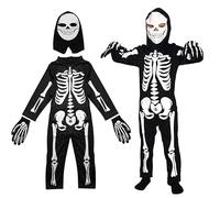 Bluelves Disfraz de Esqueleto para niño,Disfraz Halloween Niños,Esqueleto Halloween para niños y niñas,Disfraz Halloween Niño Esqueleto,Jumpsuit impreso y gorro, para Halloween, Carnaval y cumpleaños