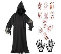 Bluelves Disfraz de Fantasma y Muerte Tenebrosa para Niño - Cosplay para Halloween, Carnaval y Fiestas