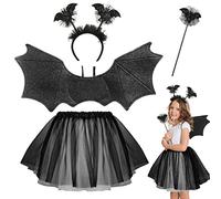 Bluelves Disfraz Murciélago Niña, Negro Murciélago Disfraz con Alas y Diadema, Halloween, Carnavales, Fiestas Temáticas de Cosplay