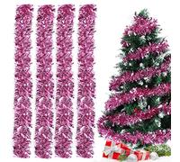 Bluelves Ghirlanda Albero di Natale, 4PCS Festoni Natalizi, 2M Festoni Albero di Natale, Ghirlanda Orpelli Natalizia, Ghirlanda Natalizia per Albero Natalizie Decorazioni Casa Interno Esterni (Rosa)