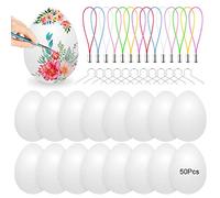 Bluelves Huevos de Pascua, 50 Huevos Blancos Plásticos, Decoración de Pascua, Huevos de Pascua Juguetes Favores de Partido, Ideales para Huevos de Pascua Manualidades