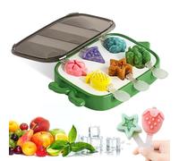 Bluelves Moldes Helados, 6 Pack Moldes para polos helados, Molde Helados Silicona con Palo, Poleras Helado para Bebé, Niño y Adultos（Frutas）