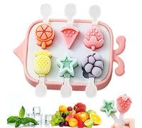 Bluelves Moldes Helados, 6 Pack Moldes para polos helados, Molde Helados Silicona con Palo, Poleras Helado para Bebé, Niño y Adultos（Frutas）
