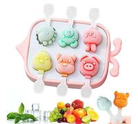 Bluelves Moldes Helados, 6 Pack Moldes para polos helados, Molde Helados Silicona con Palo, Poleras Helado para Bebé, Niño y Adultos(Animales)