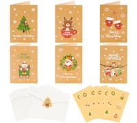 Bluelves Tarjetas de Navidad,24 Piezas Navidad Tarjetas con 24 Sobres y Pegatinas,Tarjetas Navidad en Blanco,Regalo Tarjetas Navideñas con Sobre para Saludos Familia Amigo Niños （10.5x7cm）