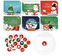 Bluelves Tarjetas de Navidad, 24 Piezas Tarjetas Navideñas con Sobres y Pegatinas, Navidad Tarjeta de Felicitación en Blanco, Postales Navidad, Tarjetas Navidad para Saludos Familia, Amigos, Niños