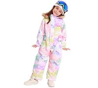 Bluemagic Traje de Esquí para Niños, Traje de Nieve una Pieza Niñas al Aire libre a Prueba de Viento, Impermeable y Transpirable, Diseño de una Pieza(Acuarela Abstracta, 110 cm, 5 Años)