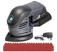 BLUEMARS Lijadora de ratón inalámbrica de 20 V, mini lijadora eléctrica de mano para madera, yeso, suelo, 20 papeles de lija, lijadoras de detalles de 12000 RPM con colector de polvo, batería de 2.0