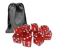 Bluemoona 10 dados de 6 caras de 16 mm D6 RPG D&D rojo transparente + juego de bolsa