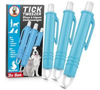 BluePet - 3X Pinzas de Garrapatas Automáticas, Extractor de garrapatas para Perros, Gatos, Caballos y Personas, Eliminar Garrapatas sin Dolores, Quita Garrapatas Fácilmente y Rapidamente