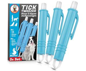 BluePet - 3X Pinzas de Garrapatas Automáticas, Extractor de garrapatas para Perros, Gatos, Caballos y Personas, Eliminar Garrapatas sin Dolores, Quita Garrapatas Fácilmente y Rapidamente