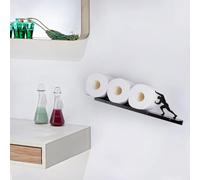 BLUEPG Soporte de papel higiénico de pared con estante - Almacenamiento divertido para rollos de papel higiénico, toallas y toallitas, decoración de metal duradero
