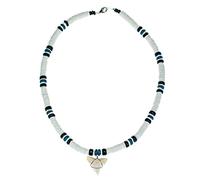 BlueRica Colgante de diente de tiburón toro en concha y collar de cuentas de coco, Fibra natural, Sin gemas.