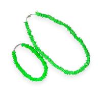 BlueRica Juego de 2 piezas ~ Collar y tobillera de conchas de puka verde menta