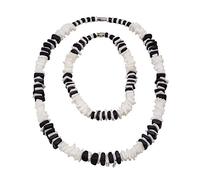 BlueRica Juego de 2 piezas ~ Puka Chip Shells & Black Coconut Chips collar y tobillera