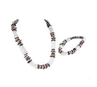 BlueRica Juego de 2 piezas ~ Puka Chip Shells & Brown Coconut Chips collar y tobillera