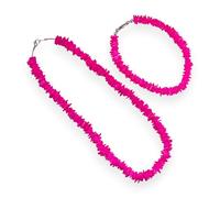 BlueRica - Juego de collar y tobillera de 2 piezas, diseño de conchas de puka, color rosa fucsia