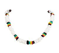BlueRica Puka - Collar con cuentas de concha y chips de coco rasta
